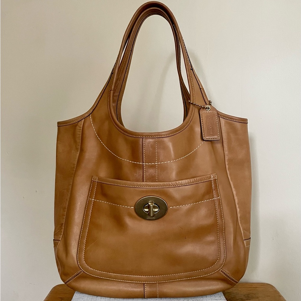 Vintage Coach Large Ergo British Tan Leather Legacy Shoulder Bag Purse #10744